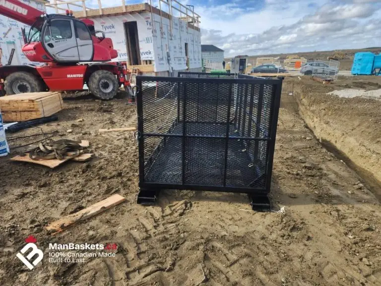 5x12 heavy duty man basket construction site side view 02 | ManBaskets.ca
