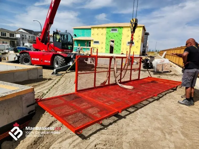 5×12 Heavy-Duty Telehandler Man Basket – Residential Framing Project 5 | ManBaskets.ca 5×12 Heavy Duty Man Basket Lifted by Telehandler | ManBaskets.ca