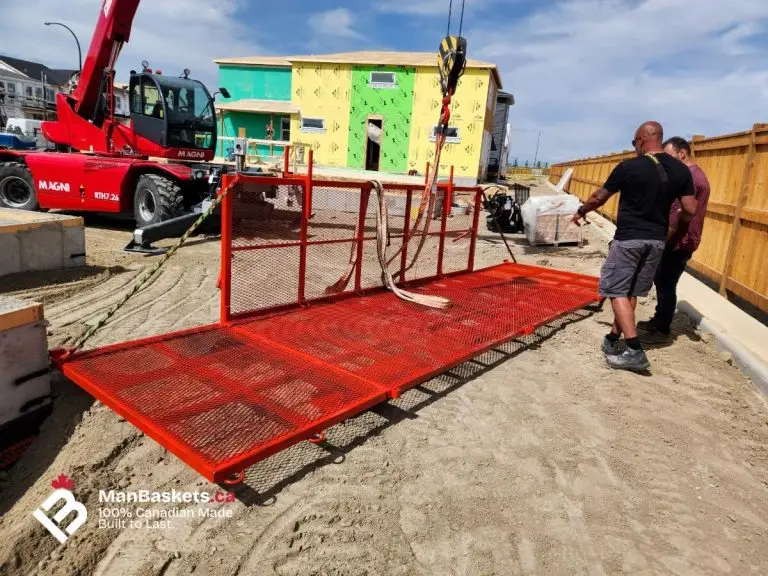 5×12 Heavy-Duty Telehandler Man Basket – Residential Framing Project 2 | ManBaskets.ca Heavy Duty Telehandler Man Basket on Residential Framing Site | ManBaskets.ca