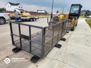 Heavy duty man basket with foldable sides partially extended