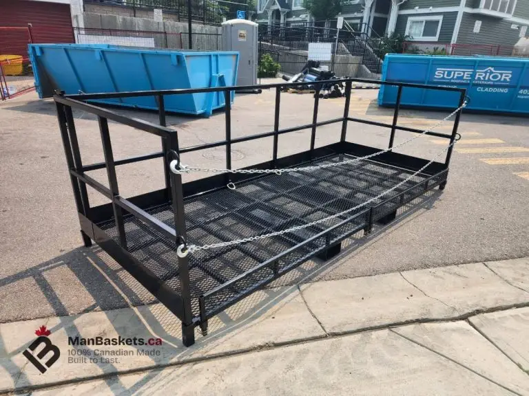 Roofing Man Basket with Rear Fork Pockets and Steel Mesh Floor