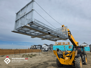 5×12 Heavy Duty Telehandler Man Basket Lifted by Telehandler | ManBaskets.ca