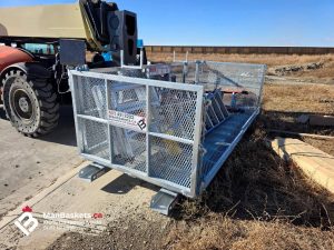 Customer Using Heavy Duty Man Basket Immediately After Delivery | ManBaskets.ca