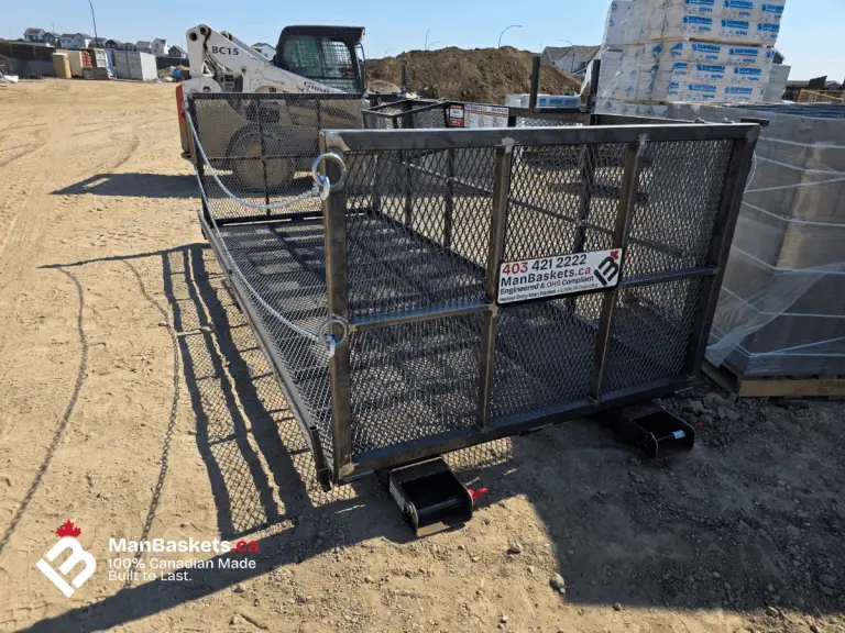 Job Site Use of Heavy Duty Telehandler Man Basket | ManBaskets.ca