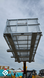 Underside View of Heavy Duty Telehandler Man Basket – Reinforced Steel Frame | ManBaskets.ca