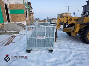 4×12 Galvanized Man Basket – Side View on Site | ManBaskets.ca