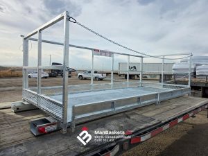 5×12 Galvanized Man Basket Loaded on Flatbed Trailer | ManBaskets.ca