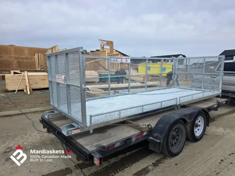 5×14 ft Engineered Man Basket with Fold-Down Sides – Extendable to 5×21 ft 1 | ManBaskets.ca 5×14 ft Engineered Man Basket – Standard Configuration | ManBaskets.ca