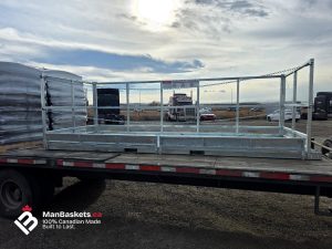Front View of Galvanized Man Basket Prepared for Transport | ManBaskets.ca