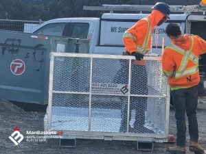 Galvanized Man Basket During Framing Work | ManBaskets.ca
