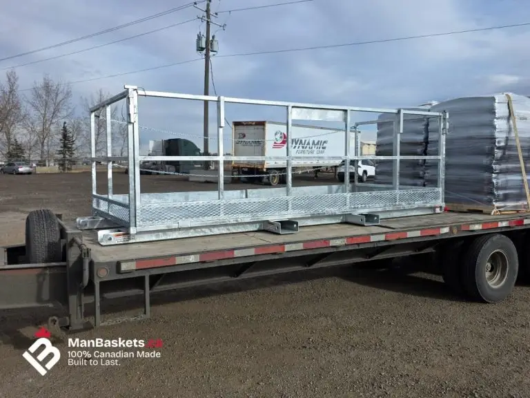 5×12 Standard Galvanized Man Basket for Masonry Work 5 | ManBaskets.ca Rear View Highlighting Fork Pockets and Structural Frame | ManBaskets.ca