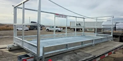 5×12 Galvanized Man Basket Loaded on Flatbed Trailer